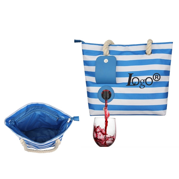 Beach Wine Tote Bag With Hidden Insulated Compartment