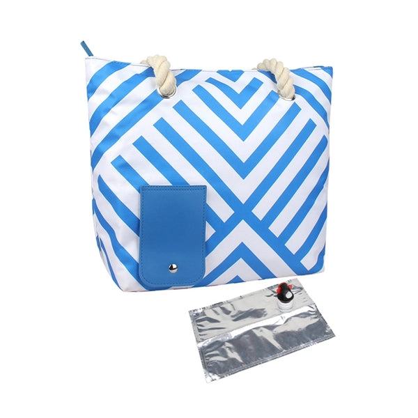 Beach Wine Tote Bag With Hidden Insulated Compartment