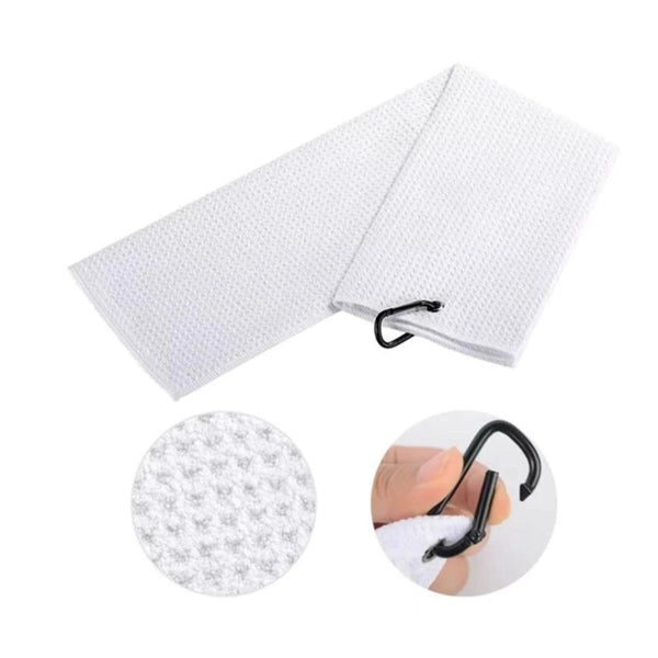 Microfiber Waffle Weave Golf Towel With Grommet And Hook