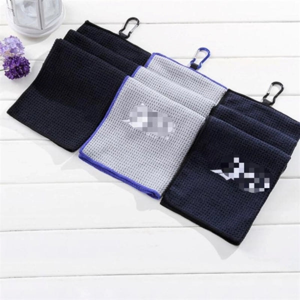 Microfiber Waffle Weave Golf Towel With Grommet And Hook