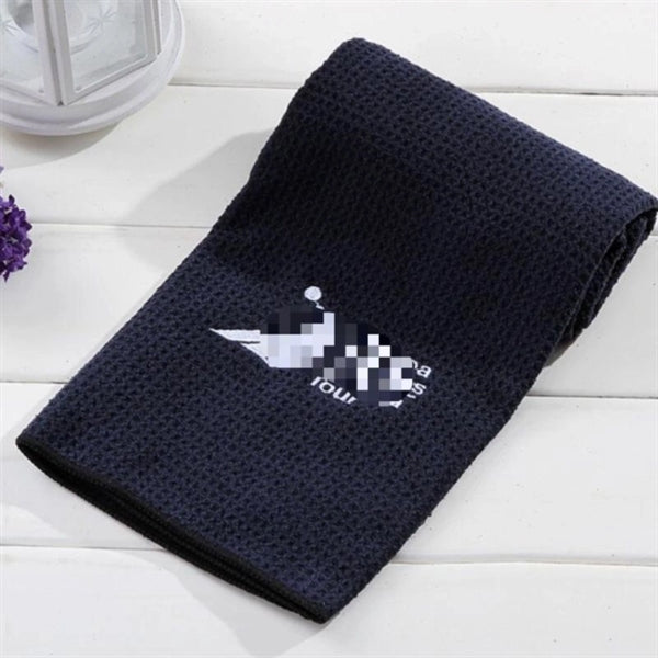 Microfiber Waffle Weave Golf Towel With Grommet And Hook