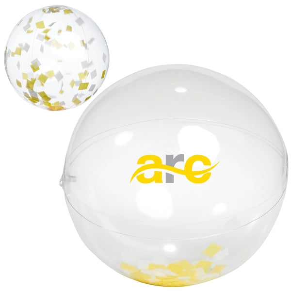 16" Yellow and White Confetti Beach Ball