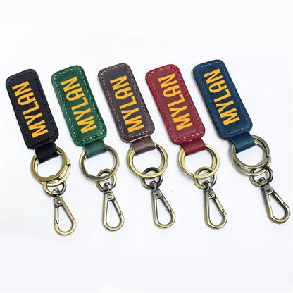 Genuine Leather Tag Keychain