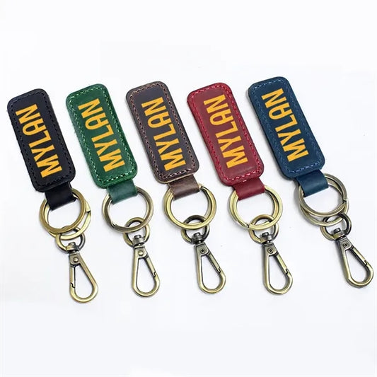 Genuine Leather Tag Keychain
