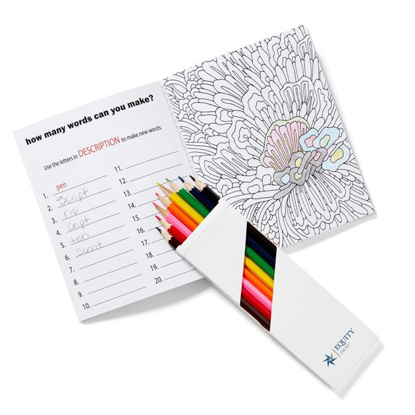 Deluxe Adult Activity Journal Book & Colored Pencils