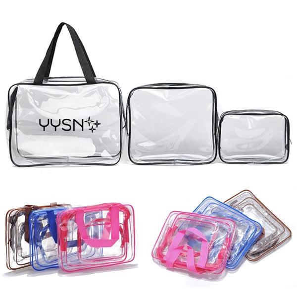 3-Piece Clear Travel Toiletry Bag