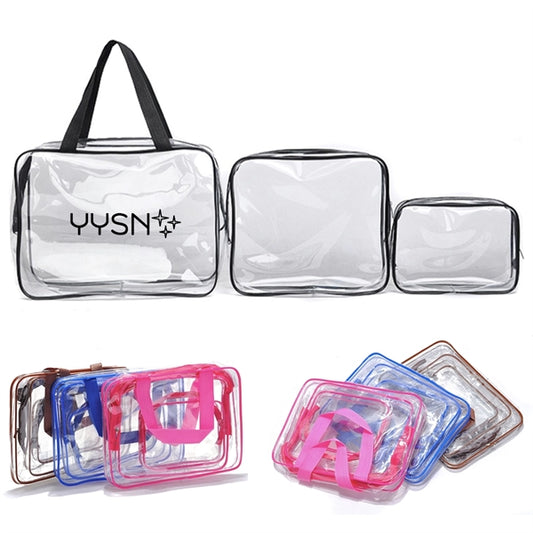 3-Piece Clear Travel Toiletry Bag