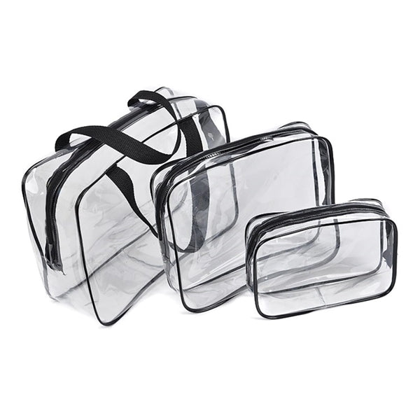 3-Piece Clear Travel Toiletry Bag