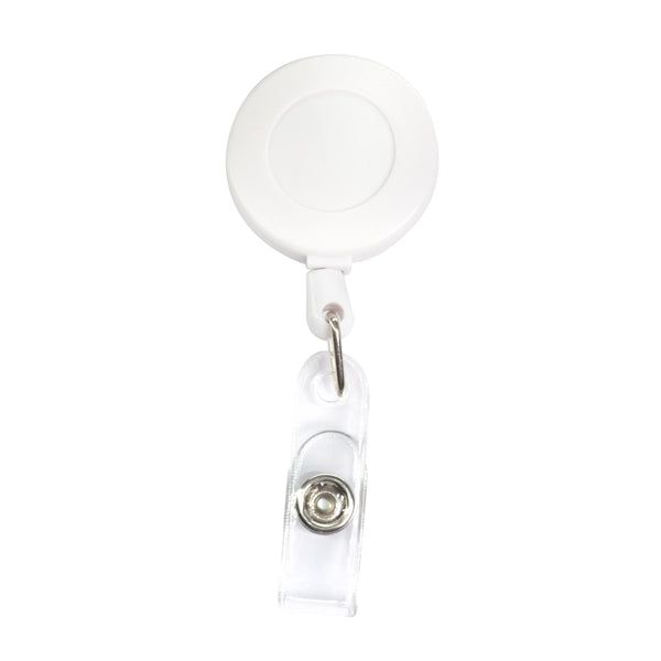 Round Frosted Badge Reel Holder w/ Belt Clip