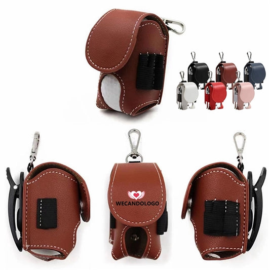 Leather Golf Ball Storage Pouch Waist Belt Carrier Bag