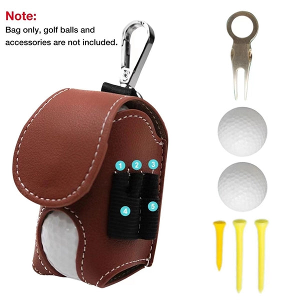 Leather Golf Ball Storage Pouch Waist Belt Carrier Bag