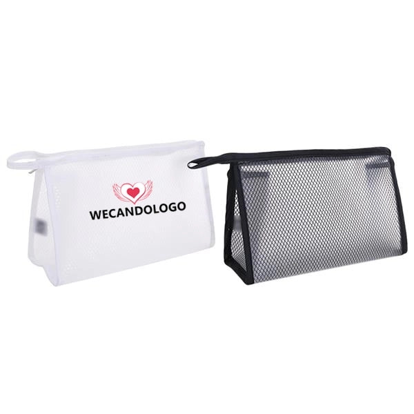 Waterproof Translucent Toiletry Pouch Bag Zipper Mesh Makeup