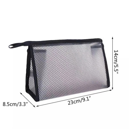Waterproof Translucent Toiletry Pouch Bag Zipper Mesh Makeup