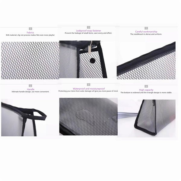 Waterproof Translucent Toiletry Pouch Bag Zipper Mesh Makeup