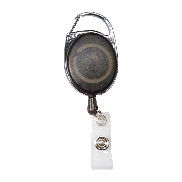 Transparent Oval Carabiner Badge Reel w/ Belt Clip