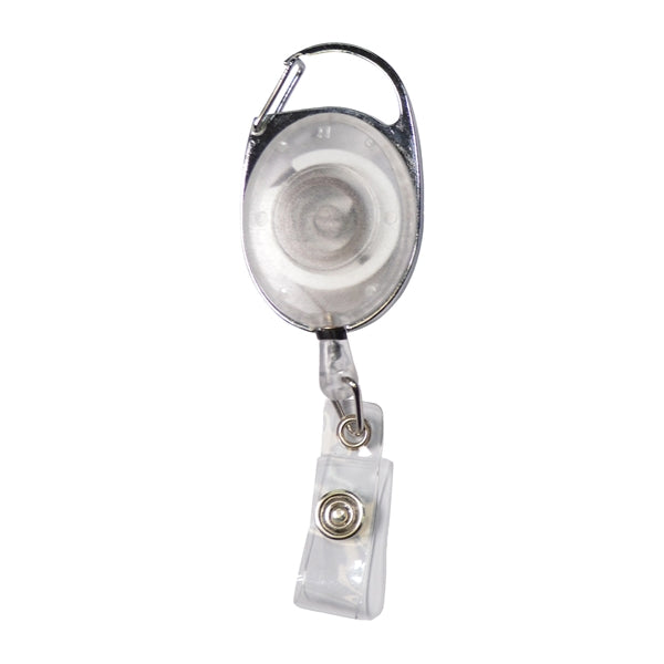 Transparent Oval Carabiner Badge Reel w/ Belt Clip