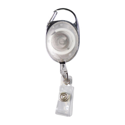 Transparent Oval Carabiner Badge Reel w/ Belt Clip