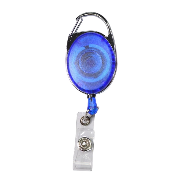 Transparent Oval Carabiner Badge Reel w/ Belt Clip