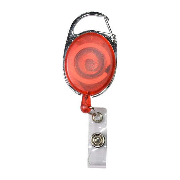 Transparent Oval Carabiner Badge Reel w/ Belt Clip