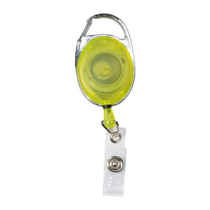 Transparent Oval Carabiner Badge Reel w/ Belt Clip
