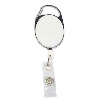 One button Recovery Oval Carabiner Badge Reel w/ Plain Back