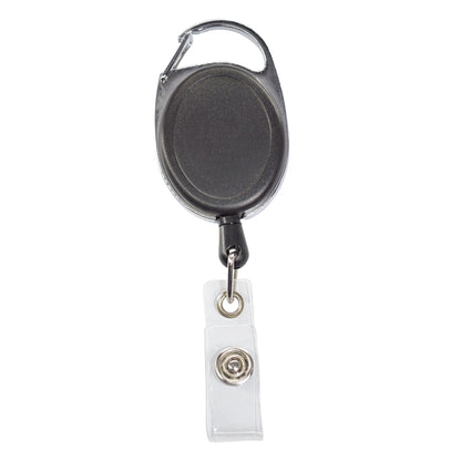 Front Concave Surface Oval Carabiner Badge Reel w/ Plain Bac