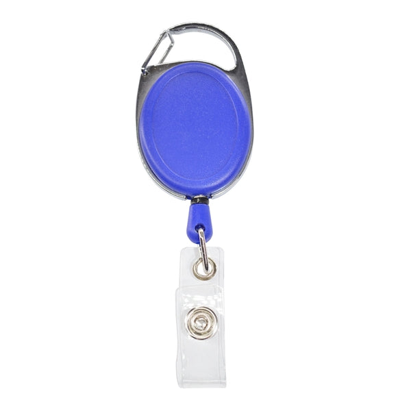Front Concave Surface Oval Carabiner Badge Reel w/ Plain Bac