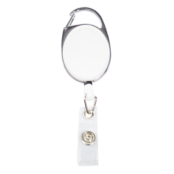 Front Concave Surface Oval Carabiner Badge Reel w/ Plain Bac