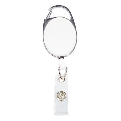 Front Concave Surface Oval Carabiner Badge Reel w/ Plain Bac