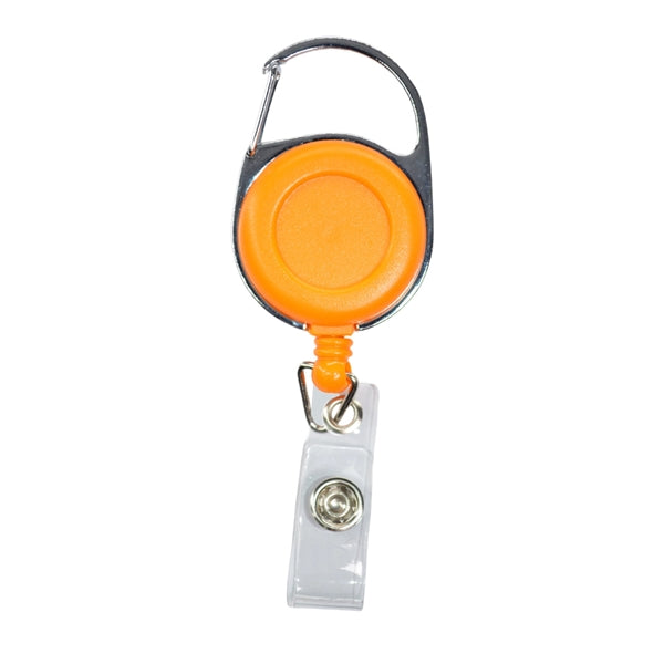 Retractable Carabiner Round Badge Reel w/ Belt Clip