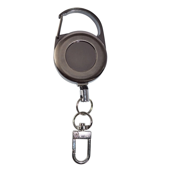Outdoor Zinc Alloy Round Carabiner Badge Reel w/ Lobster