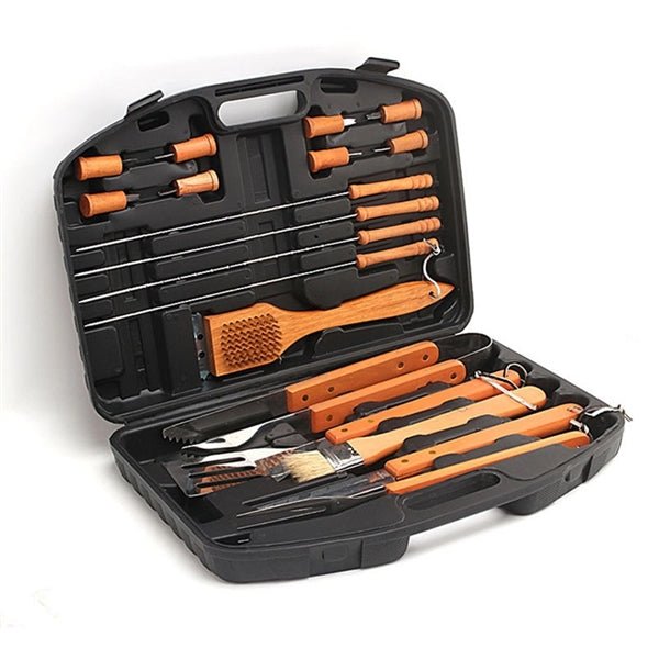18 PCS Set Wooden Handle Barbecue Tools