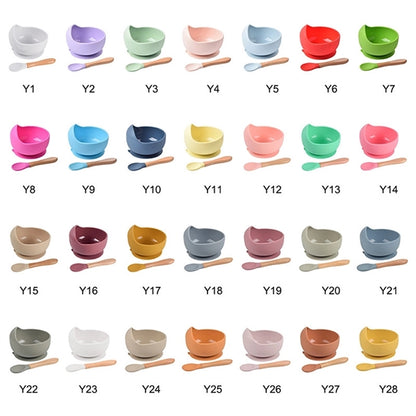 Baby Silicone Suction Cup Bowl Spoon Set