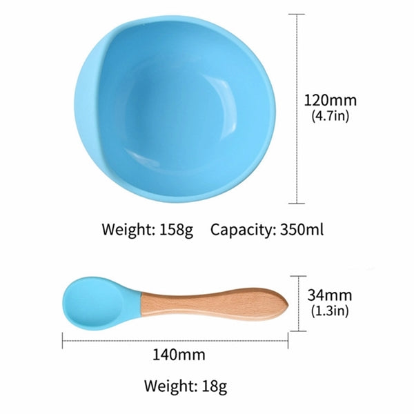 Baby Silicone Suction Cup Bowl Spoon Set