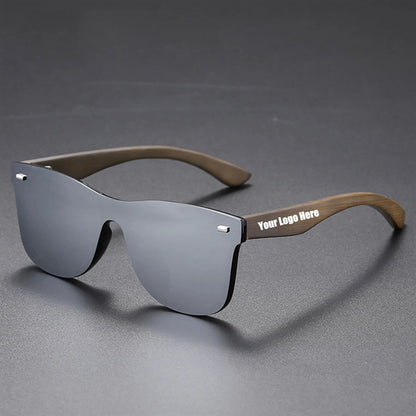 Customize Polarized Sunglasses With Wooden Frame Legs