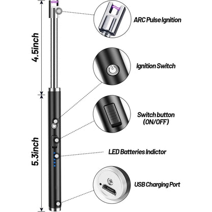 Rechargeable Electric Arc Lighter With Led Battery Display