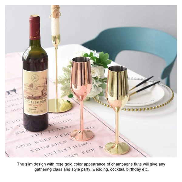 304 Stainless Steel Champagne Flute Rose Gold 200ML