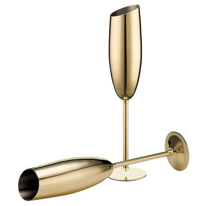 200Ml Elegant Gold Stainless Steel Champagne Flute Glass