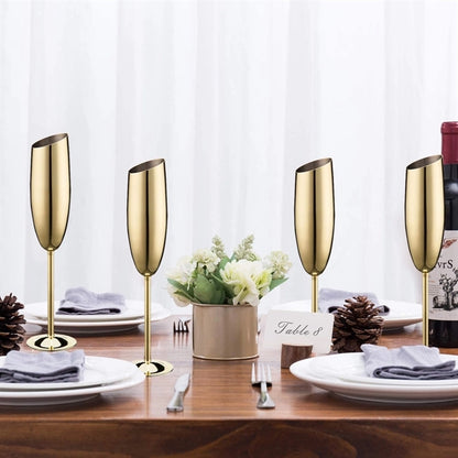 200Ml Elegant Gold Stainless Steel Champagne Flute Glass
