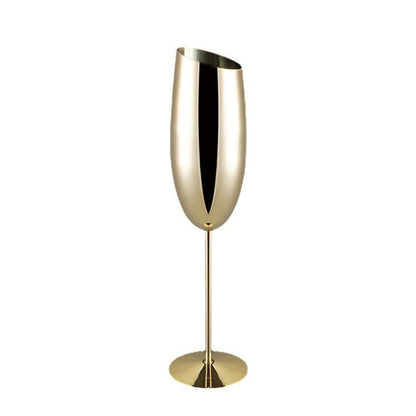 200Ml Elegant Gold Stainless Steel Champagne Flute Glass