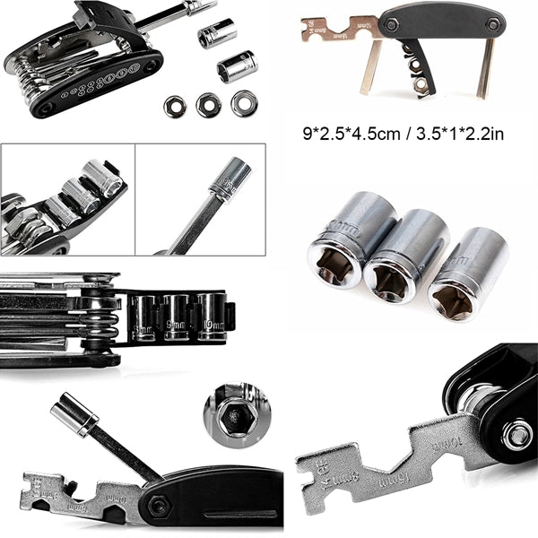 16 In 1 Carbon Steel Mtb Bike Tool Set