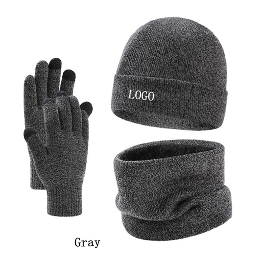 Warm Hat Scarf And Touchscreen Gloves Set