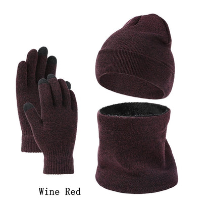 Warm Hat Scarf And Touchscreen Gloves Set