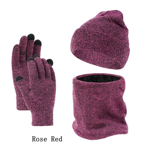 Warm Hat Scarf And Touchscreen Gloves Set