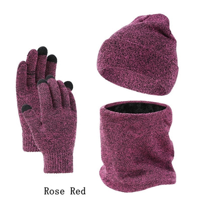 Warm Hat Scarf And Touchscreen Gloves Set