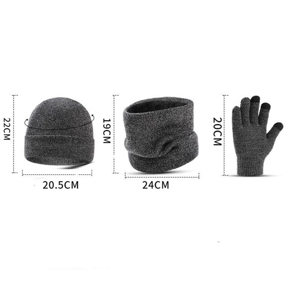 Warm Hat Scarf And Touchscreen Gloves Set