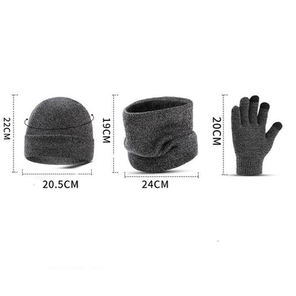 Warm Hat Scarf And Touchscreen Gloves Set