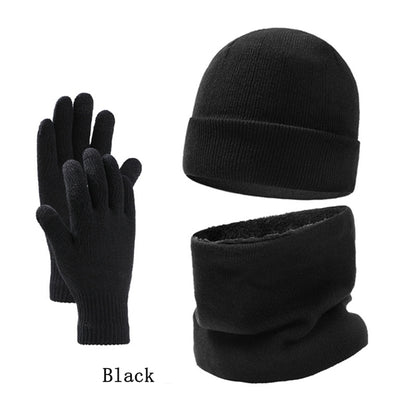 Warm Hat Scarf And Touchscreen Gloves Set