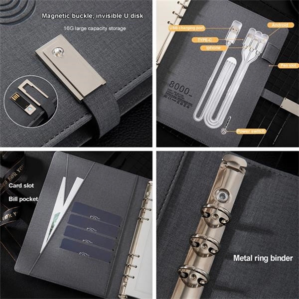 Wireless Charging Notebook With 16Gb U Disk 8000Mah