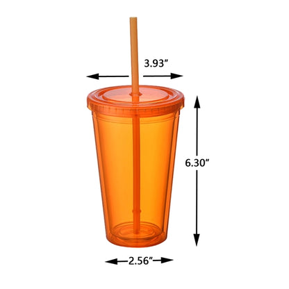 16OZ Plastic Straw Tumbler